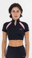 Spoiled cropped short sleeve jacket black & pink