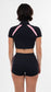 Spoiled cropped short sleeve jacket black & pink