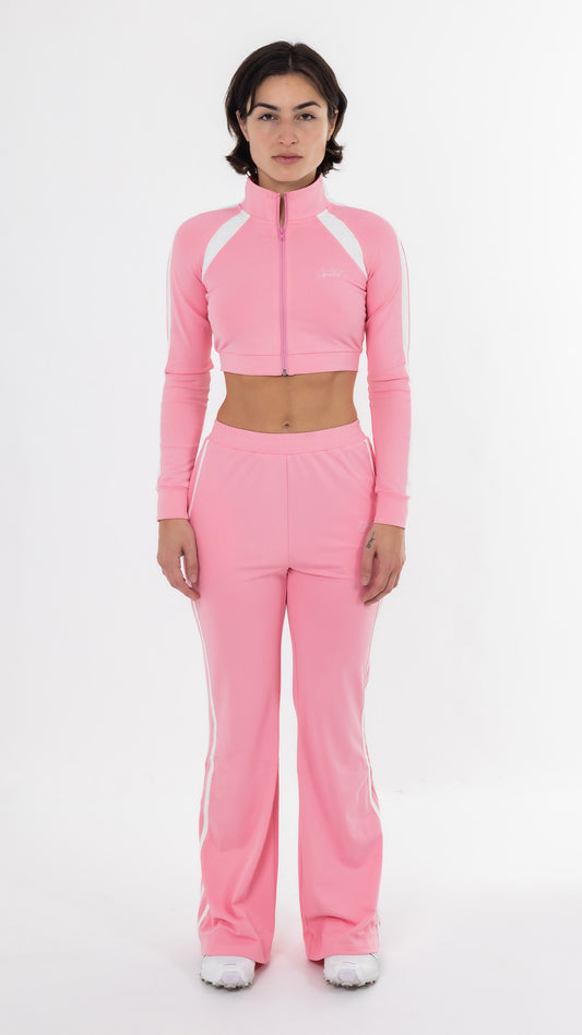 Spoiled flared sweatpants pink & white