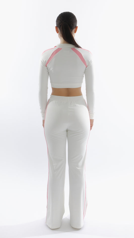 Spoiled flared sweatpants white & pink